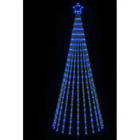 vidaXL - LED - kerstboom - 250 - cm - 475 - LED's - Blauw - Staal - Zwart