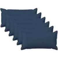 vidaXL Kussen met kussen HOUTEN 6 st Blauw Faux Linnen