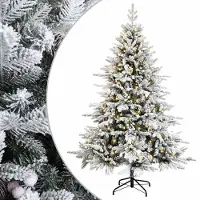 vidaXL - Kunstmatige - Hinged - Kerstboom - 210 - cm - 300 - LED's - Warmwit
