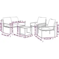 vidaXL 4-delige loungeset voor de tuin met kussens, antracietkleurig, van staal