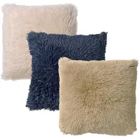 Dutch decor Kussenset - Fluffy sierkussens inclusief binnenkussens - Beige Donkerblauw Offwhite