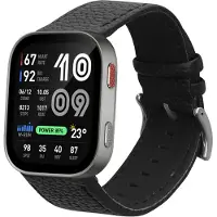 Kwmobile lederen horlogebandje geschikt voor Amazfit Bip Max / Balance 3 / Active Max polsband - Echt leren smartwatch bandje - Activity tracker horloge band in zwart
