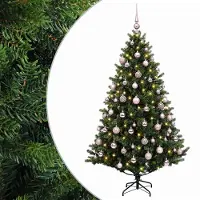 vidaXL Kunstkerstboom met kerstbal 180 cm 300 LED's Warmwit