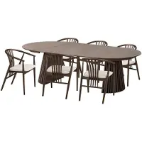 House Nordic Eetkamerset Osaka en Agustin met 6 stoelen Donkerbruin