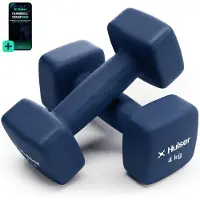 Hulser Dumbbell set - 2 x 4,0 kg - Neopreen - Blauw - Met digitale startgids - Gewichten - Fitness halterset - Krachttraining halters