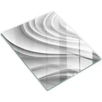 Wallfluent Glazen Snijplanken - Geometrische Lijnen Snijplanken Glas - 30 cm x 40 cm - Wit Snijplanken van Glas - Keuken Snijplank Glas - Glazen Snijplank Voor Keuken - Antislip Glazen Serveerplank