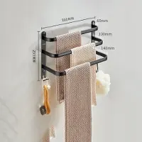 Arhatreya Mat Zwarte Wandrek voor Handdoeken, 40cm, 3 Lagen, Zonder Boren