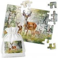 WORLD CASE Traditionele Puzzel - Aquarel Herten Bos - 35 Stukjes