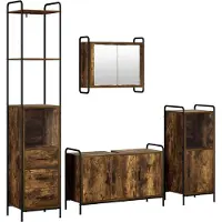 vidaXL Badkamerkast set 4 st Gerookt eiken 40 x 36 x 200,5 cm