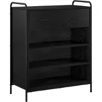 vidaXL - Schoenenkast - 76 - x - 36,5 - x - 93 - cm - Bewerkt - hout - Zwart - eiken