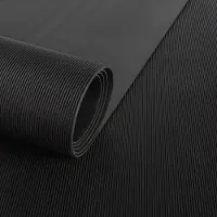 ANRO Rubberen Mat Fijngeribbeld Zwart 100x230cm – TPE Geurarm 3 mm Antislip Werkplaatsvloer Vloermat