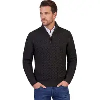 Vanguard Trui 'Pullover in a wool blend with half-zip' zwart