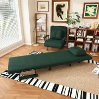 OKWISH Relaxfauteuil 60 Cm - 5-Voudig Verstelbare Rugleuning Met Ligfunctie - Voor Woonkamer En Leeshoek - Chenille - Donkergroen