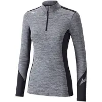 Mizuno Virtual Body G2 H/Z - Dames Baselayer Shirt - Heathergrijs/Zwart - Maat XL