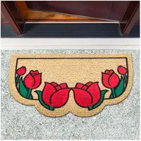 ANRO Tulpen Deurmat Beige 40x70 cm - Antislip - 3D-effect