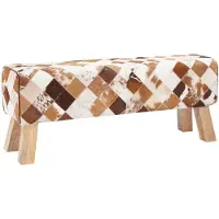 vidaXL - Bank - 110 - x - 30 - x - 45 - cm - Echt - Leer - Bruin - patchwork