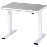 RAU werktafel Adlatus, elektrisch in hoogte verstelbaar, 25 mm spaanplaat, bekleding linoleum, tot 300 kg, B 1000 x D 800 x H 720-1120 mm, lichtgrijs/lichtgrijs