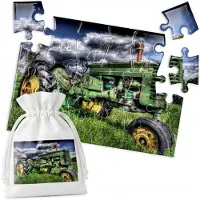 WORLD CASE Houten Puzzel - Oude Groene Tractor - 24 Stukjes