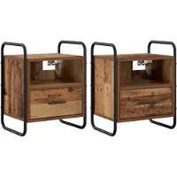 vidaXL Hangend Nachtkastje 2 st Oud hout 40 x 30 x 50 cm Bewerkt hout