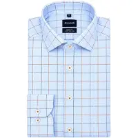 Olymp Luxor Overhemd Multicheck Blauw | Lichtblauw | Maat 39