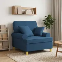 vidaXL XL fauteuil met kussens Blauw Stof