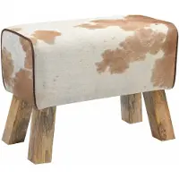 vidaXL Bank 60 x 30 x 45 cm Echt Leer Bruin en wit
