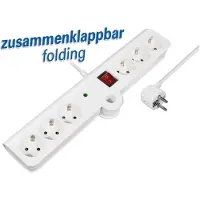 MaxTrack Stekkerdoos met 6 contacten, overspanningsbeveiliging en inklapbaar design / wit - 3 meter