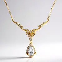 Cavill - Verguld 925 Zilver Halsketting met Witte Peervormige Topaas 1,923 ct en Zirkonia 0,395 ct - Luxe Elegante Dames Sieraad