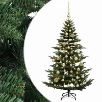 vidaXL Kunstkerstboom met kerstbal 150 cm 150 LED's Warmwit PE & PVC