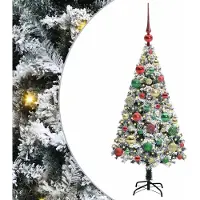 vidaXL Kunstkerstboom met 150 LED Wit 120 cm PVC en Staal en Kunststof