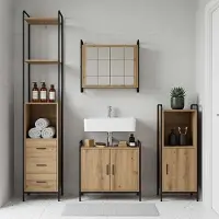vidaXL Badkamerkast set 3 st Artisanaal eiken 40 x 36 x 181 cm