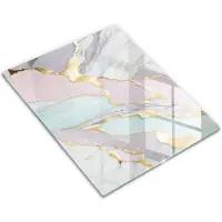Wallfluent Glazen Snijplanken - Pastel Marmer Snijplanken Glas - 30 cm x 40 cm - Roze Snijplanken van Glas - Glazen Snijplank - Snijplank van Glas met Print - Antislip Glazen Snijplank