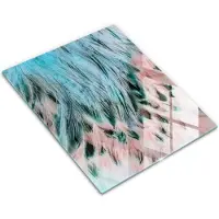 Wallfluent Glazen Snijplanken - Boho Vogelveren Snijplanken Glas - 30 cm x 40 cm - Blauw Snijplanken van Glas - Glazen Snijplank - Design Glazen Snijplank Keuken - Antislip Glazen Snijplank
