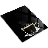 Wallfluent Glazen Snijplanken - Een Glas Warme Koffie Snijplanken Glas - 30 cm x 40 cm - Zwart Snijplanken van Glas - Glazen Snijplank - Glazen Snijplank Voor Keuken - Glazen Snijplank met Antislip