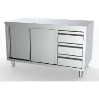 CombiSteel 700 Werktafel Schuifdeuren Laden Rechts 1600, 7333.0258 - Horeca & Professioneel