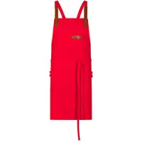 Exner - Bib Apron Canvas With Decorative Label - Red - 80 x 70 cm