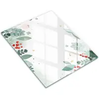 Wallfluent Glazen Snijplanken - Aquarelbladeren Snijplanken Glas - 30 cm x 40 cm - Wit Snijplanken van Glas - Glazen Hakplank - Hygiënische Snijplank van Glas - Glazen Snijplank met Antislip