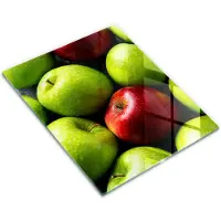 Wallfluent Glazen Snijplanken - Sappige Appels Snijplanken Glas - 30 cm x 40 cm - Groente Snijplanken van Glas - Glazen Serveerplank - Decoratieve Glazen Snijplank - Antislip Hakplank van Glas