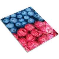 Wallfluent Glazen Snijplanken - Frambozen En Bosbessen Snijplanken Glas - 30 cm x 40 cm - Roze Snijplanken van Glas - Glazen Hakplank - Snijplank van Glas met Print - Glazen Snijplank met Antislip