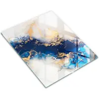 Wallfluent Glazen Snijplanken - Abstractie Met Blauw Snijplanken Glas - 30 cm x 40 cm - Wit Snijplanken van Glas - Glazen Keukenplank - Glazen Snijplank Voor Keuken - Glazen Snijplank met Antislip