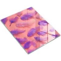 Wallfluent Glazen Snijplanken - Pluizige Veren Snijplanken Glas - 30 cm x 40 cm - Roze Snijplanken van Glas - Keuken Snijplank Glas - Glazen Snijplank Voor Keuken - Glazen Snijplank met Antislip