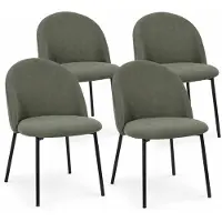 MISOU Stoelen - Set van 4 Dinerstoelen - Eetkamerstoelen Zonder Armleuning - Ribstof - Groen - JULES