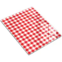 Wallfluent Glazen Snijplanken - Rood-Witte Grille Snijplanken Glas - 30 cm x 40 cm - Rood Snijplanken van Glas - Glazen Hakplank - Snijplank van Glas met Print - Antislip Keuken Snijplank Glas