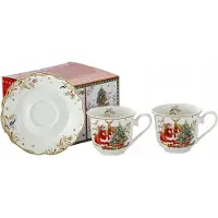 Marco polo Kerst Mokken Set 2 stuks 250ml Porselein met Kerstman Motief
