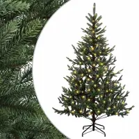 vidaXL Kunstmatige Hinged Kerstboom 210 cm 300 LED's Warmwit