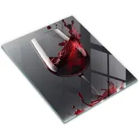 Wallfluent Glazen Snijplanken - Rode Wijn In Een Glas Snijplanken Glas - 30 cm x 40 cm - Grijs Snijplanken van Glas - Glazen Keukenplank - Decoratieve Glazen Snijplank - Glazen Snijplank met Antislip