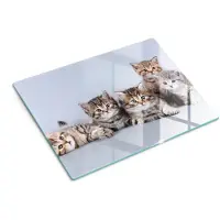 Wallfluent Glazen Snijplanken - Lieve Kleine Katjes Snijplanken Glas - 30 cm x 40 cm - Grijs Snijplanken van Glas - Glazen Keukenplank - Hygiënische Snijplank van Glas - Glazen Snijplank met Antislip