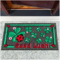 ANRO Good Luck Deurmat Groen 40x68 cm - Antislip - 3D-effect