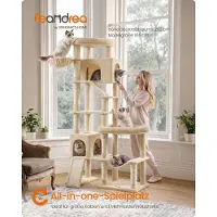 Feandrea Grote krabpaal met 6 rustplekken en sisalpalen – beige