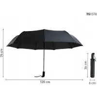 TIROSS Automatische paraplu zwart 120cm, windbestendig, met hoes